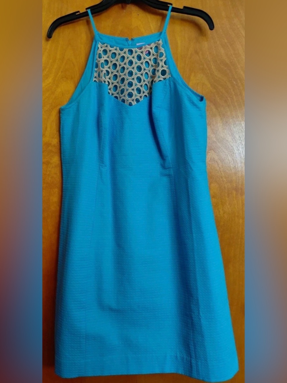 Lilly Pulitzer Turquoise Blue Halter Mini Dress with Lattice Yoke